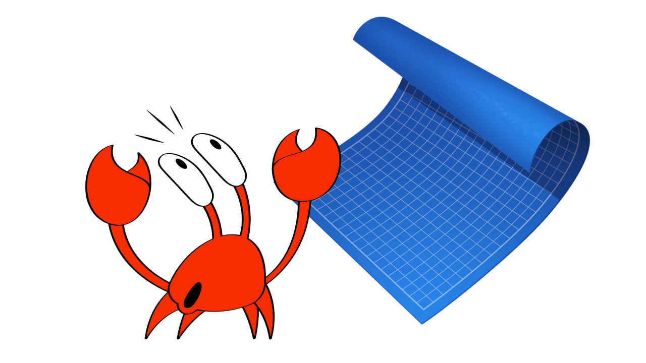 A crustacean intimidated by blueprints.