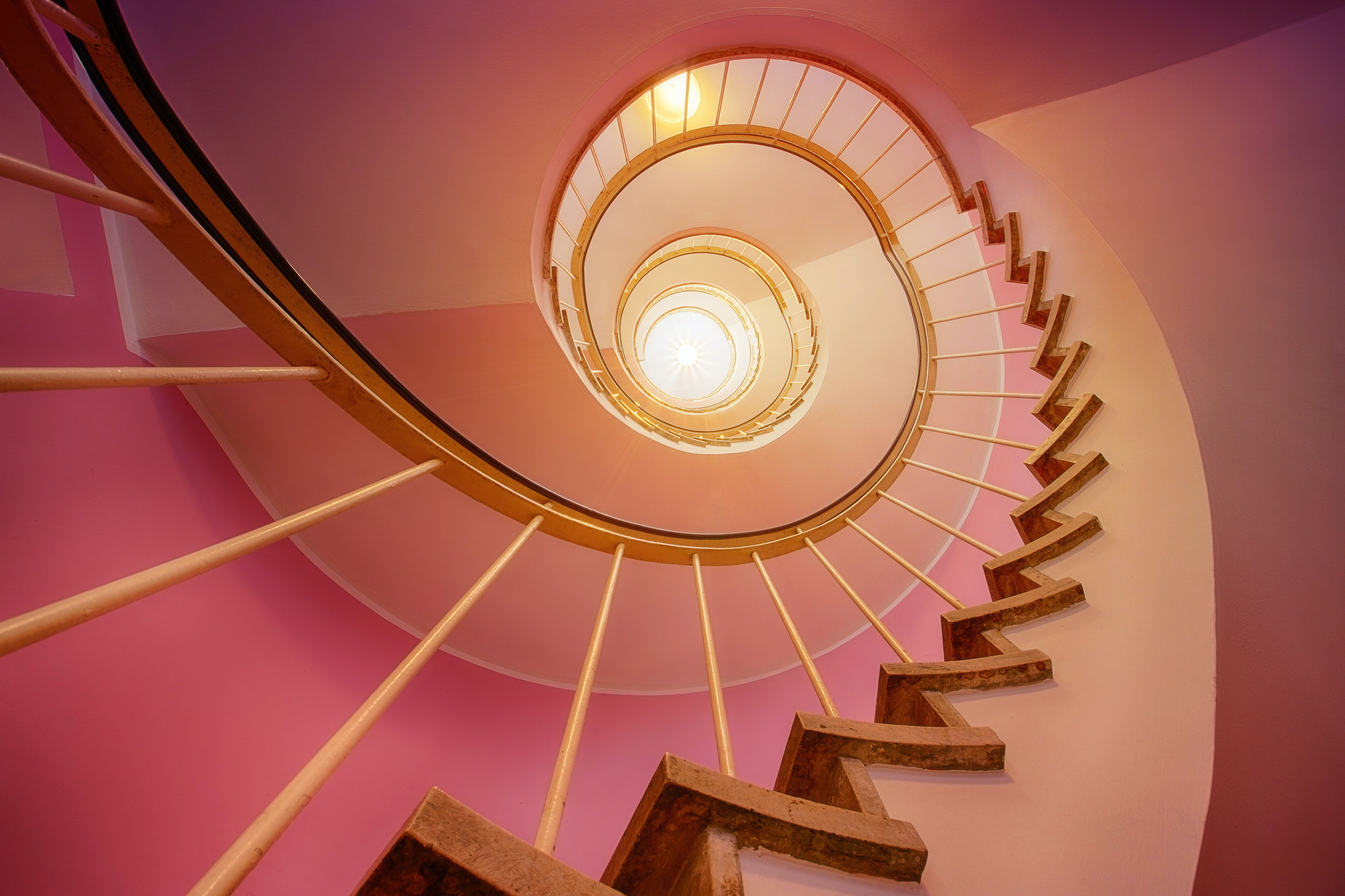 A spiraling staircase